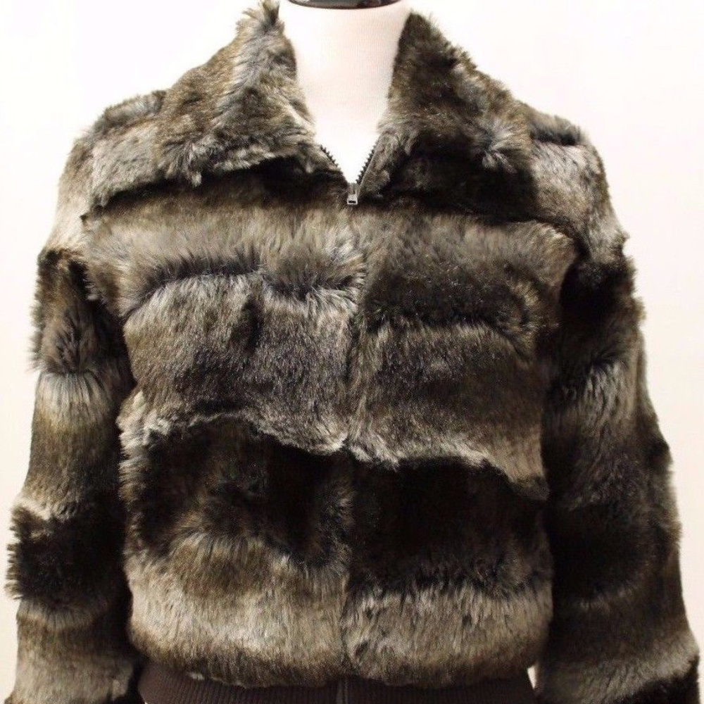 Club Monaco Faux Fur Bomber Jacket Sz M